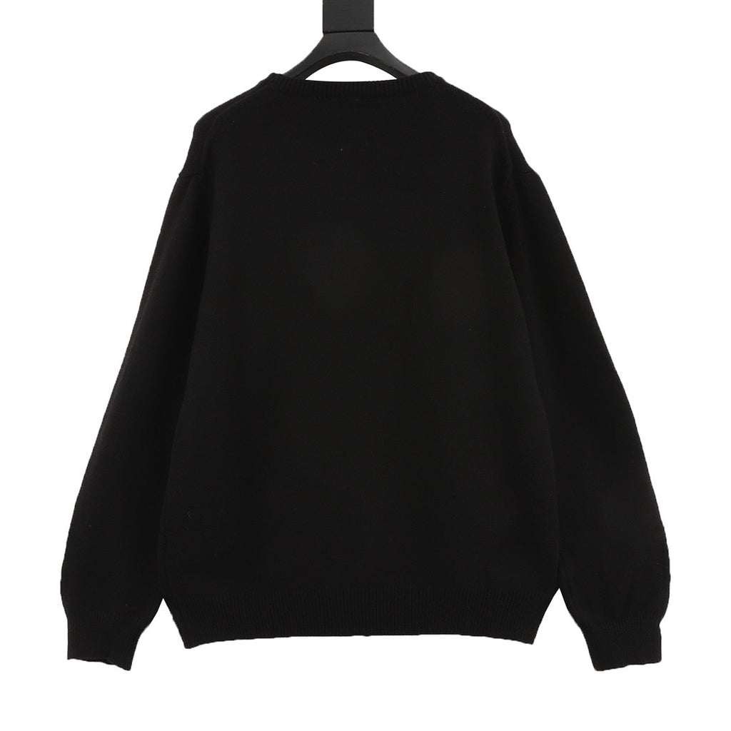Gucci Women's Men's Black Script Logo Crewneck Knit Sweater