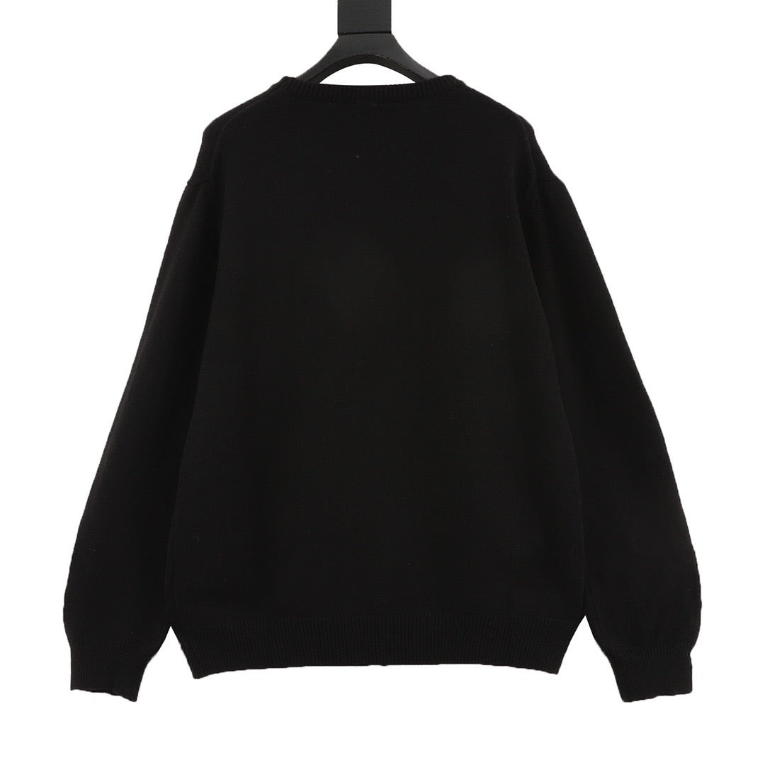Gucci Women's Men's Black Script Logo Crewneck Knit Sweater