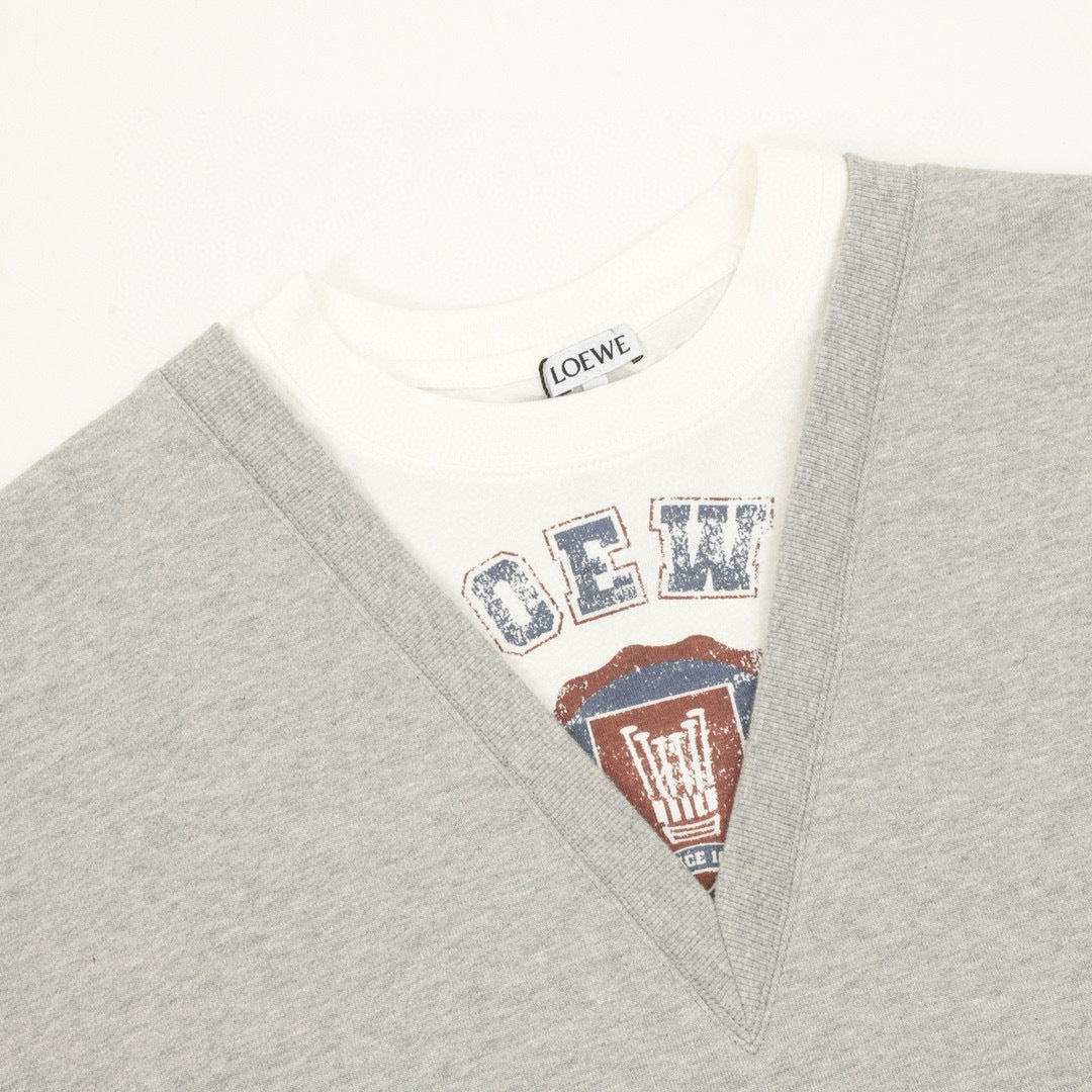 Loewe Collegiate Print Faux Two-Piece Layered Sweatshirt