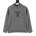 Prada Women's Men's Grey Logo Graphic Crewneck Sweater