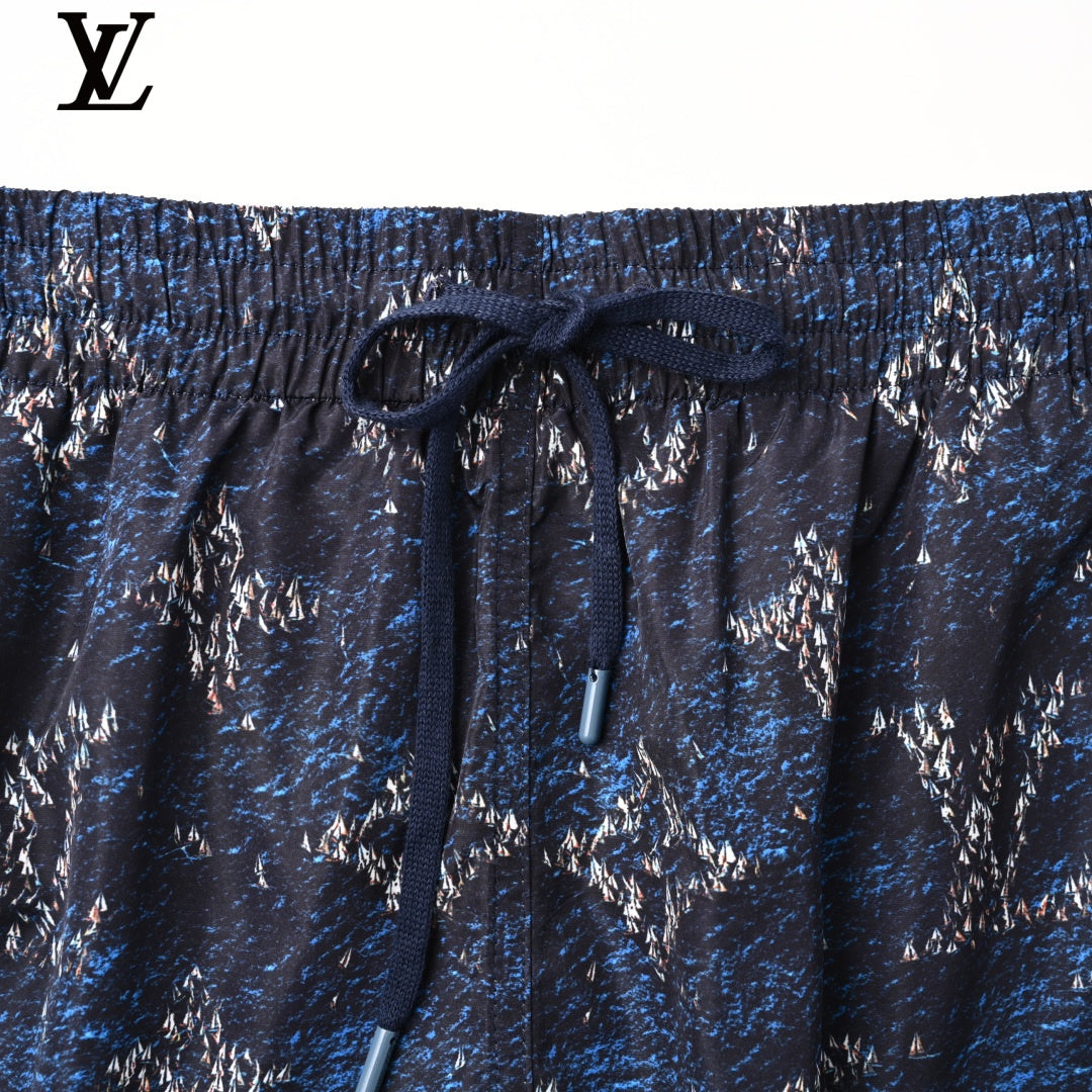 Louis Vuitton Navy Speckled Monogram Drawstring Swim Shorts