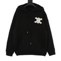 Celine Arc de Triomphe Chenille Logo Chunky Knit Hoodie