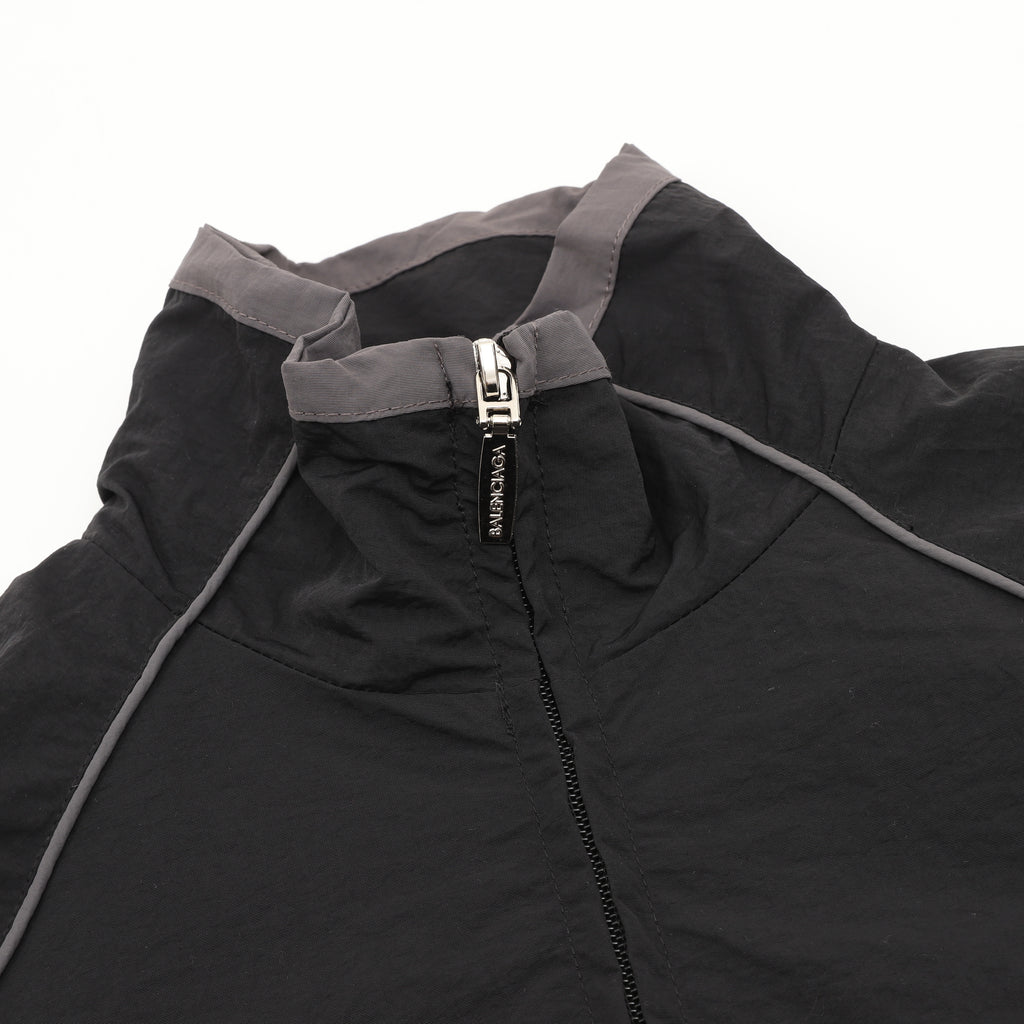 Balenciaga BLCG Sport Logo Track Jacket — Black, Geometric Panel | FW24