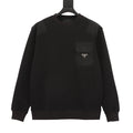 Prada Women's & Men's Black Nylon Pocket Triangle Logo Crewneck Sweatshirt