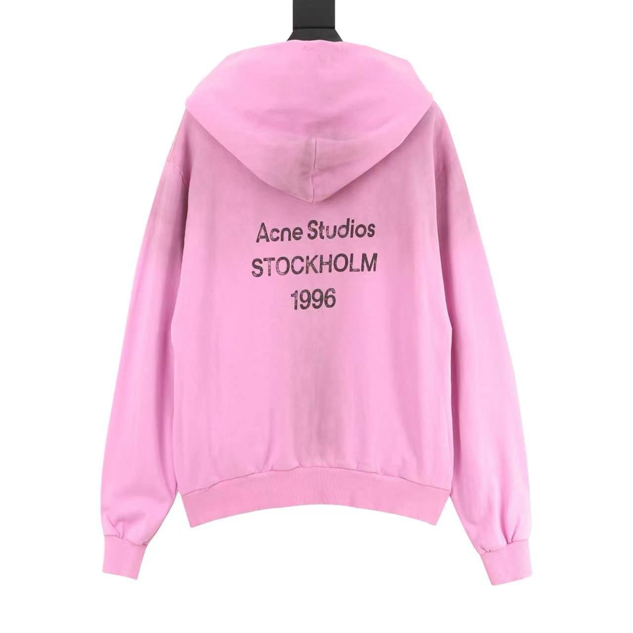 Acne Studios Six-Color Spray Paint Distressed Back Letter Hoodie | Light Grey Oversized Luxury Sweatshirt
