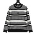 Chanel Autumn/Winter Striped Knit Pullover with Embroidered Double-C Logo