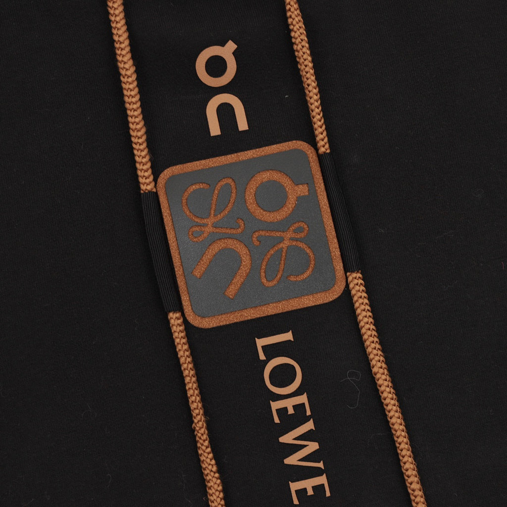 Loewe 25FW Leather Anagram Drawstring Logo Hoodie