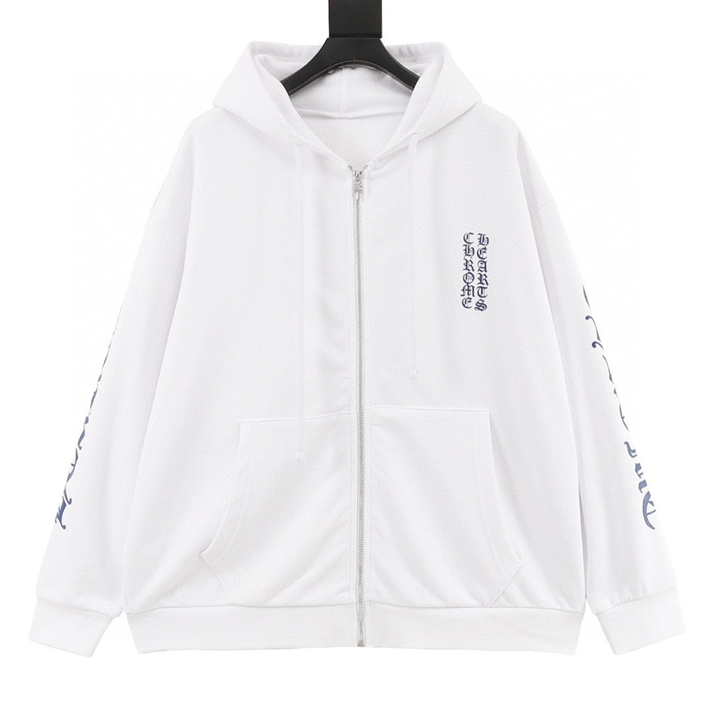 CH Blue Lettering Print Zip-Up Hoodie