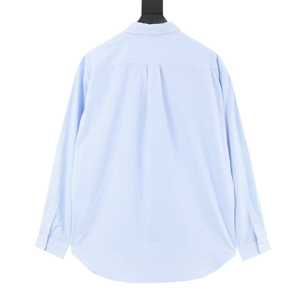 Miu Miu Women's Men's Light Blue Gingham Check Cotton Shirt