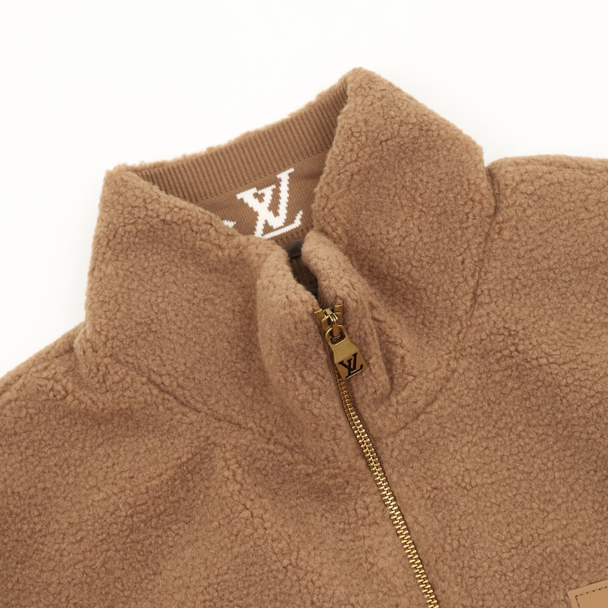Louis Vuitton Women's & Men's Camel Stand-Collar Full-Zip Fleece Jacket