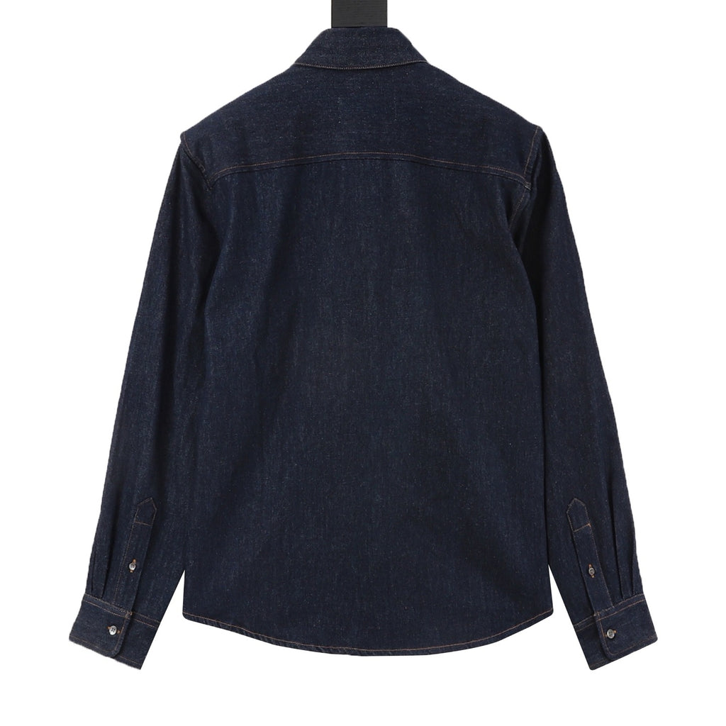 AMI Paris Women's Men's Heart Logo Dark Denim Shirt