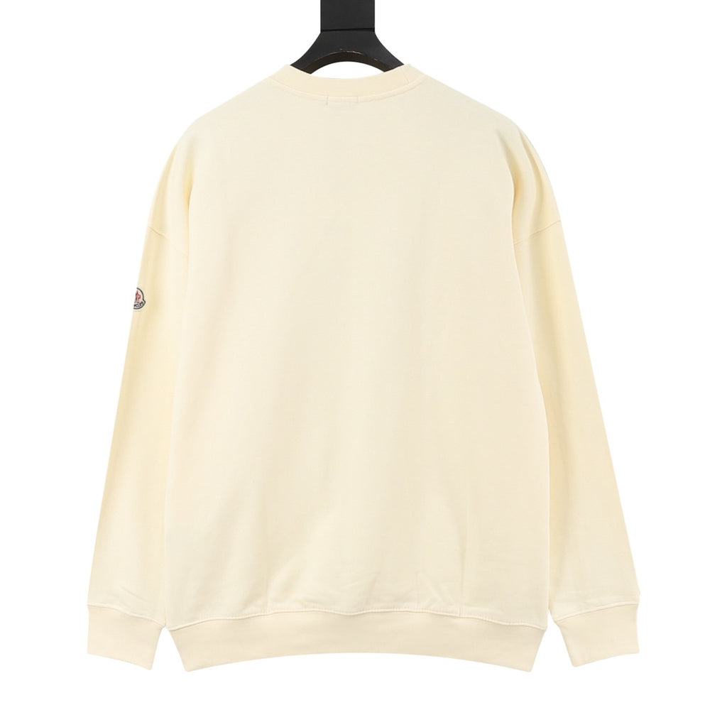 Moncler Women's & Men's Cream Archive Script Logo Crewneck Sweatshirt