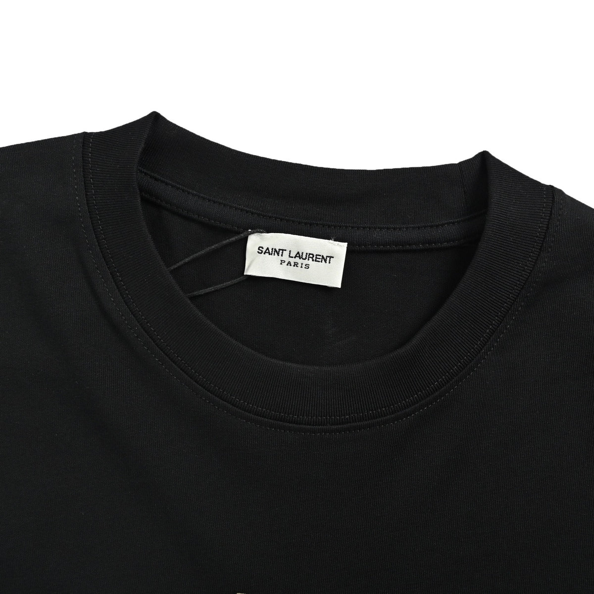 Yves Saint Laurent Gold Logo Short-Sleeve T-Shirt in Black