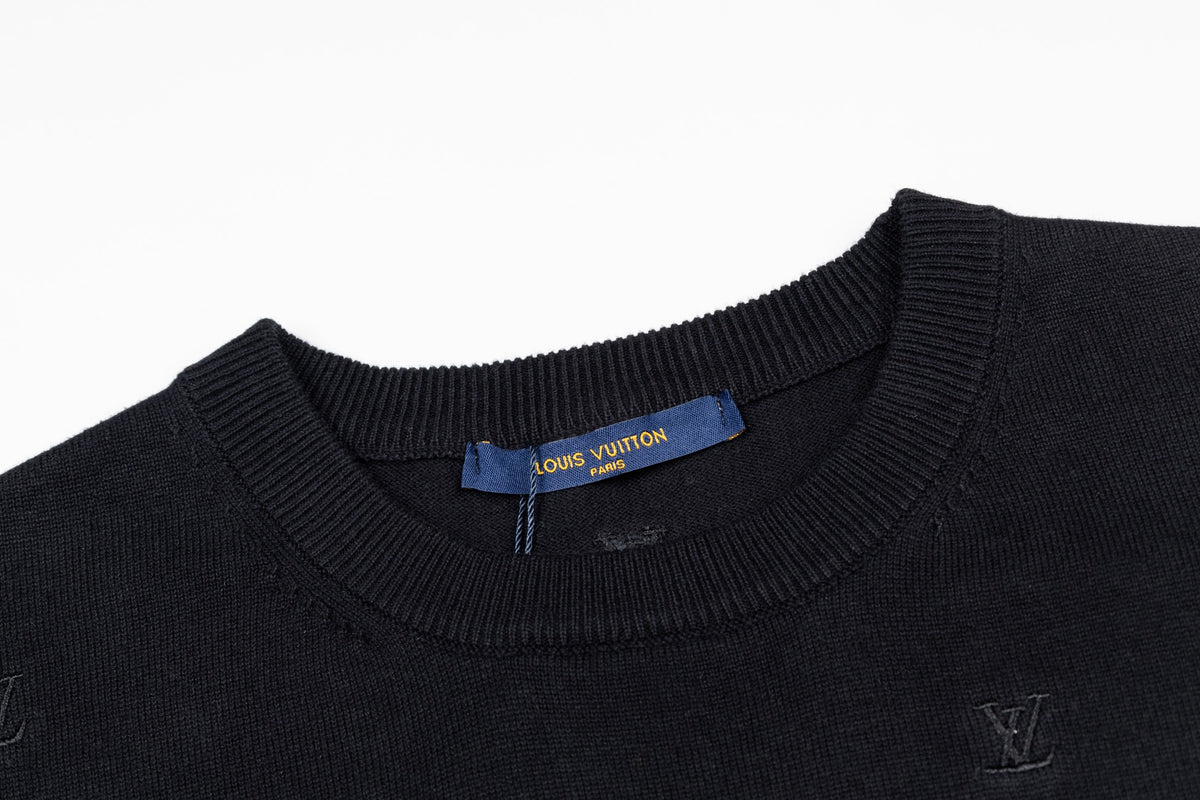 Louis Vuitton All-Over Embossed LV Knit Short-Sleeve T-Shirt in Black