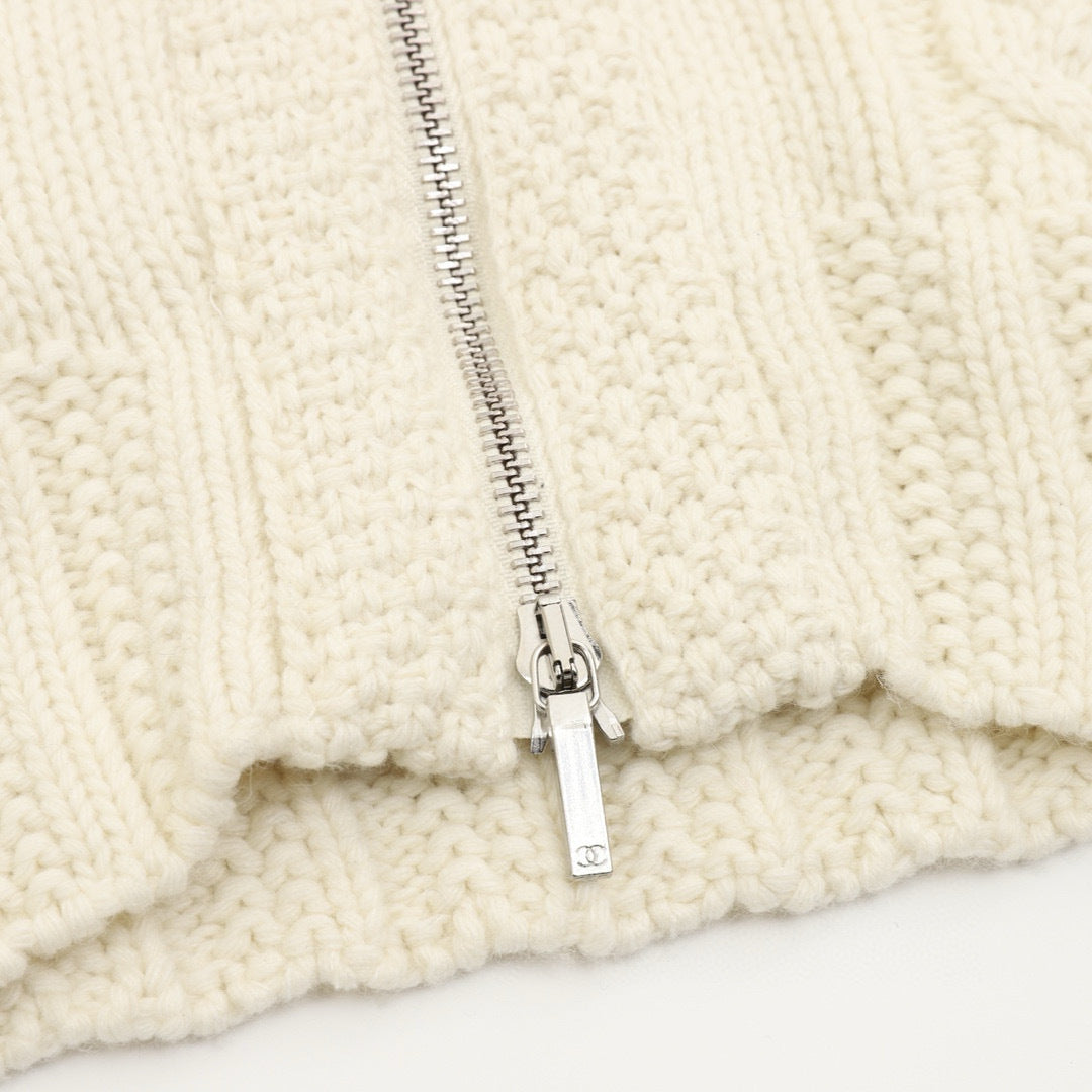 Chanel Cable-Knit Zip-Up Jacket