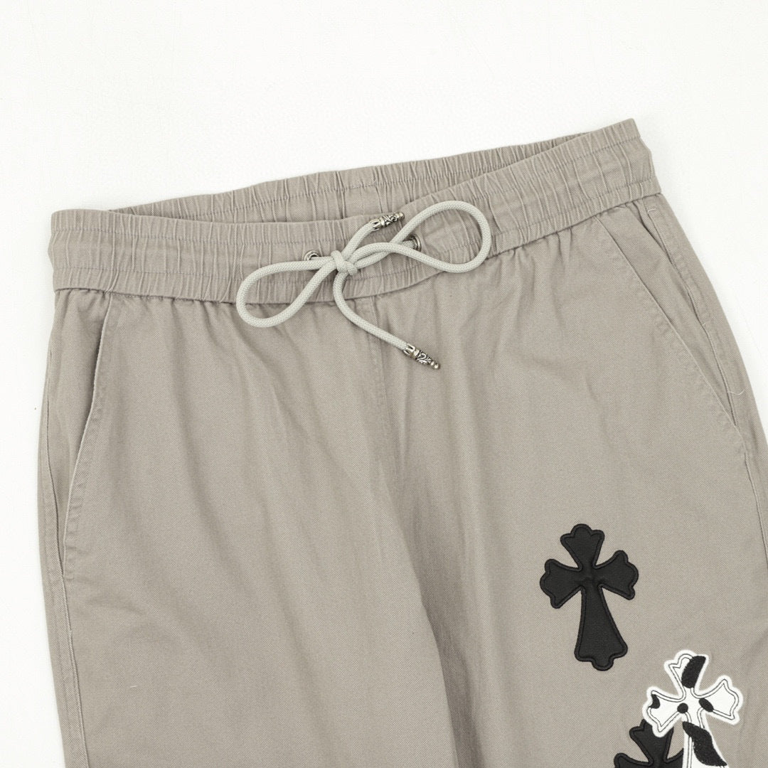 CH Trousers with Side Leather-Patch Cross Appliqué and Embroidery