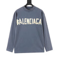 Balenciaga Women's Men's Slate Blue Logo Long-Sleeve T-Shirt