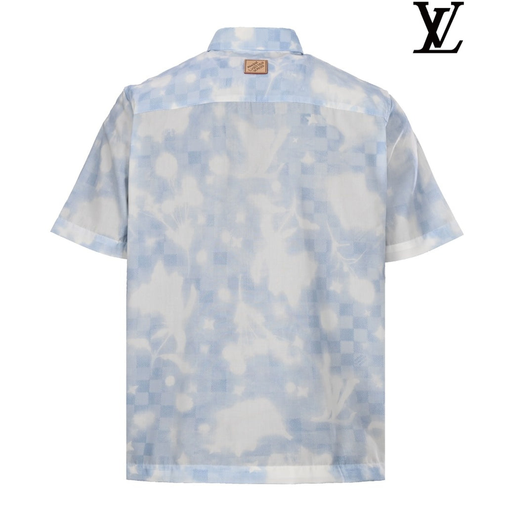 Louis Vuitton Men's Blue Tie-Dye Short Sleeve Shirt