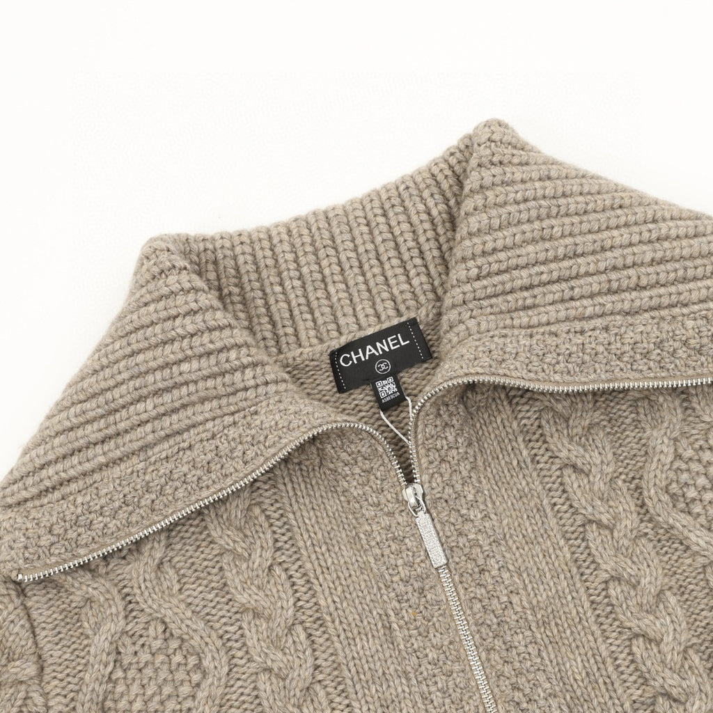Chanel Cable-Knit Zip-Up Jacket