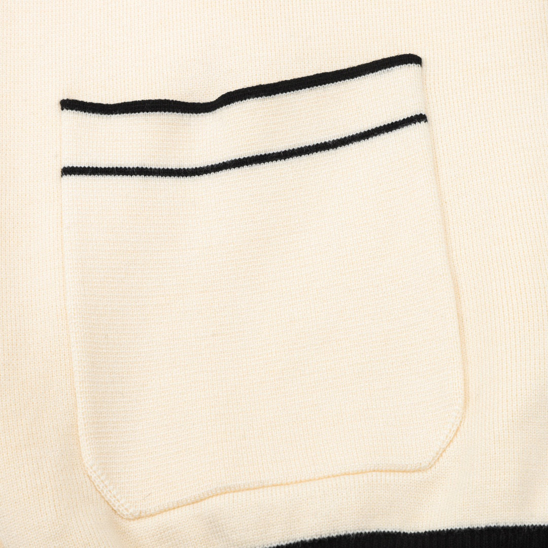 Chanel Contrast-Trim Knit Cardigan with CC Logo and Collar