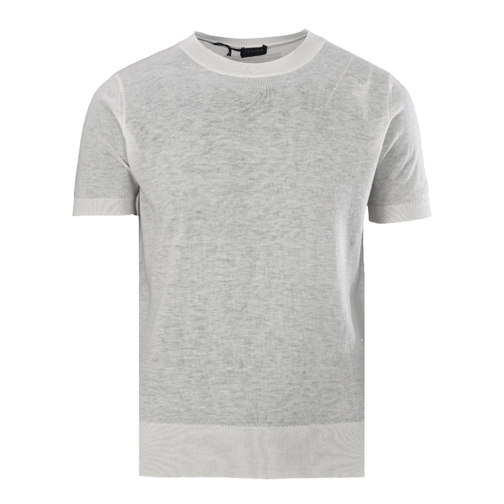 Zegna Fine-Knit Short-Sleeve T-Shirt in Light Grey