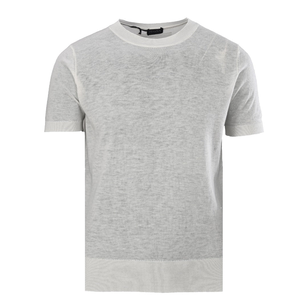Zegna Fine-Knit Short-Sleeve T-Shirt in Light Grey