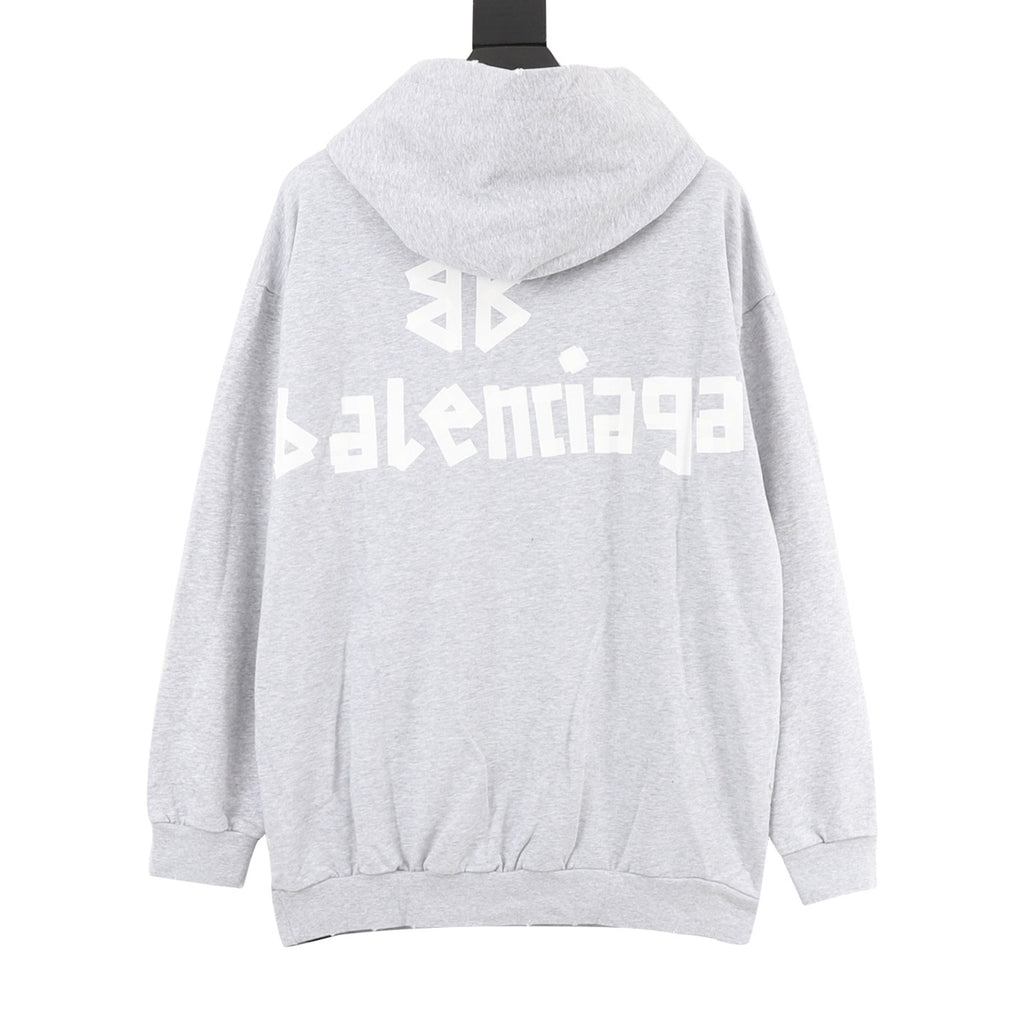 Balenciaga 26SS Destroyed Logo Print Washed Hoodie