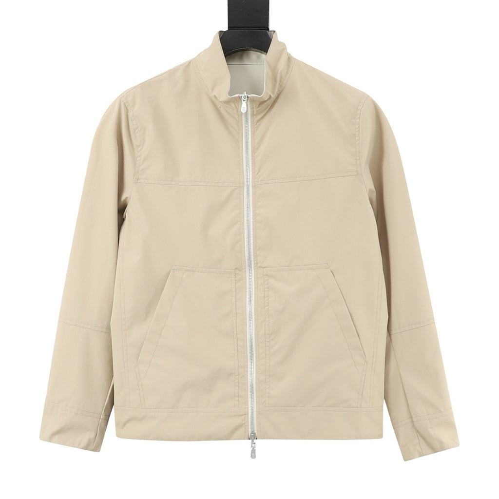 Loro Piana Women's Men's Beige Stand-Collar Zip-Up Jacket