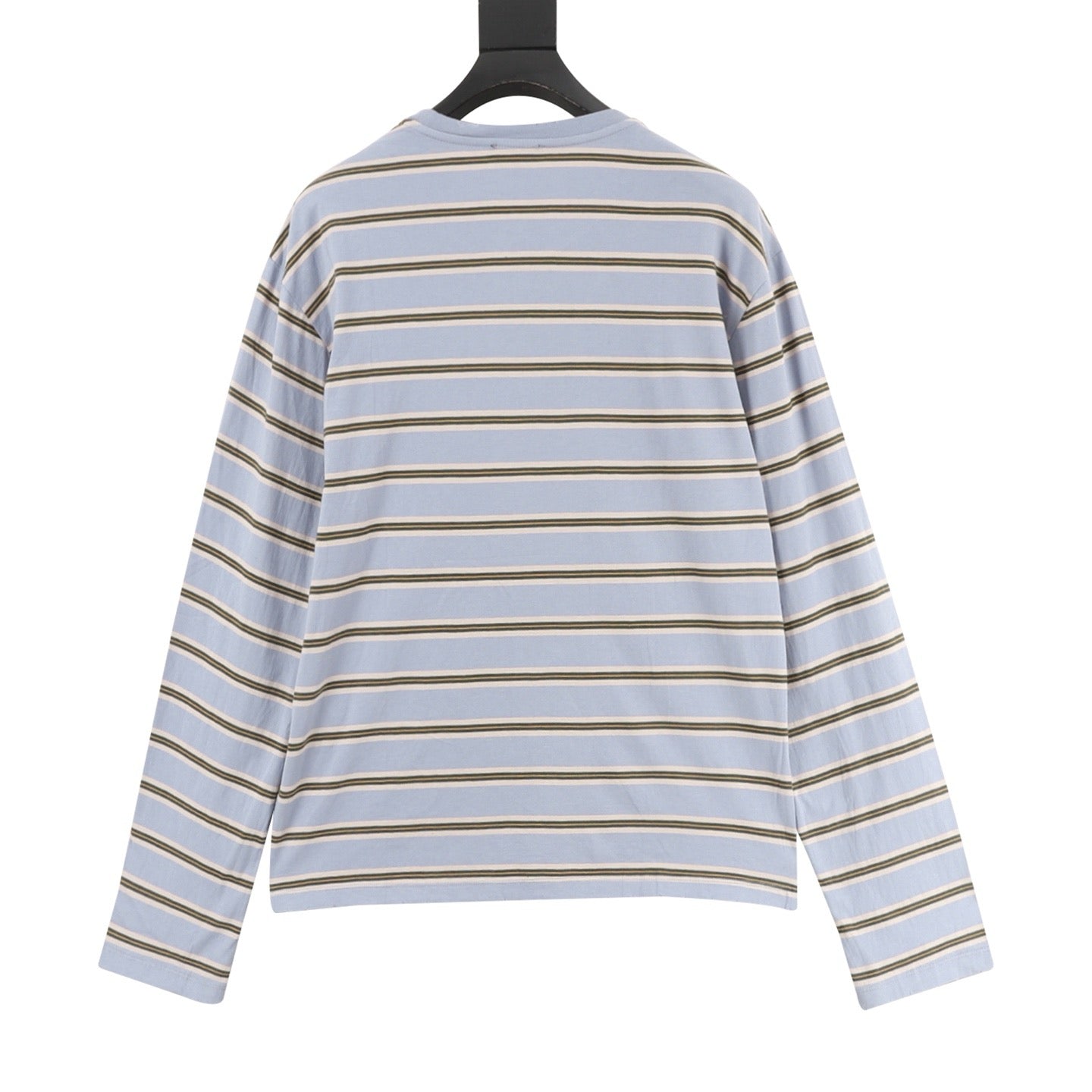Prada Striped Long-Sleeve T-Shirt — PRD Letter Embroidery