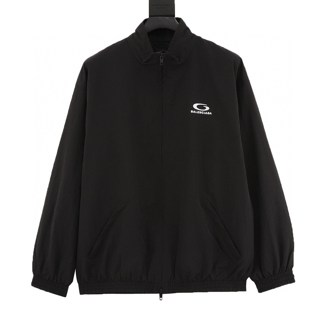 Balenciaga 26SS Back Logo Embroidered Zip-Up Track Jacket