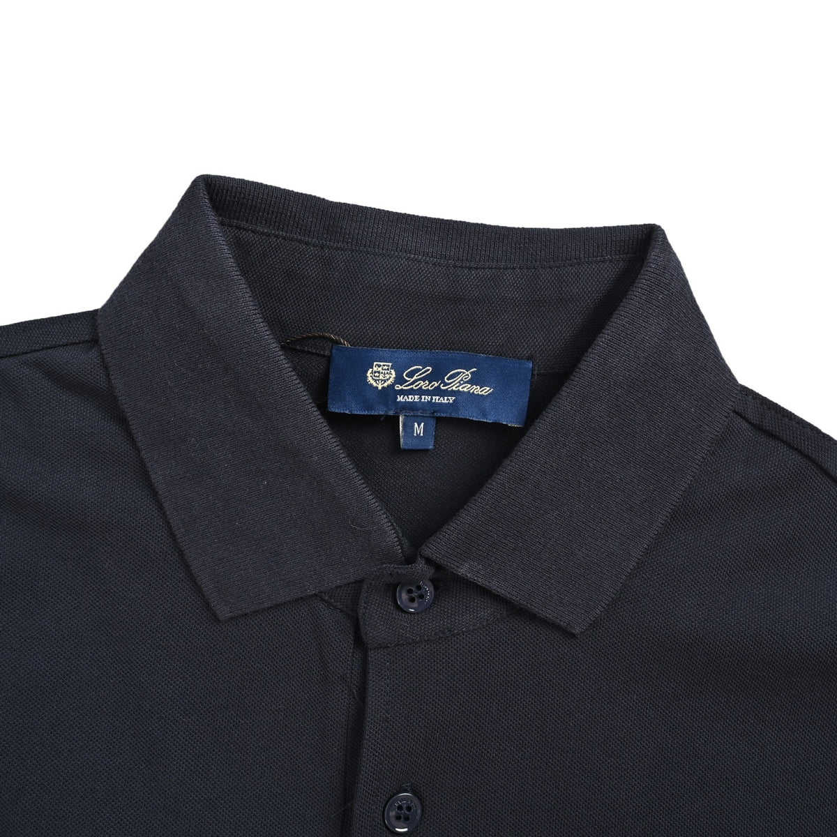 Loro Piana Men's Navy Crest Embroidered Short-Sleeve Polo Shirt