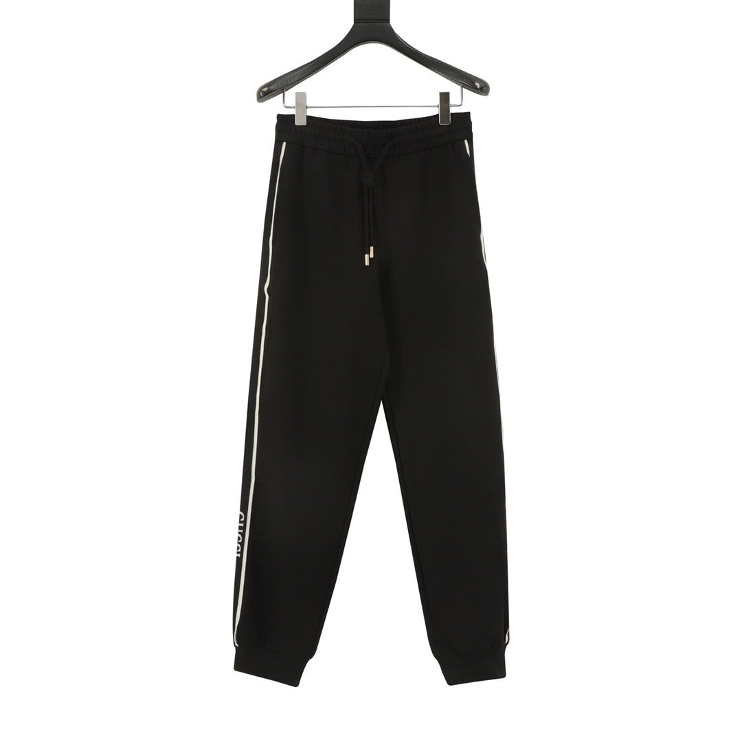 Gucci Women's Men's Black Side-Stripe Logo Jogger Pants