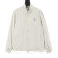Brunello Cucinelli Women's Men's Off-White Embroidered Logo Stand-Collar Zip-Up Jacket
