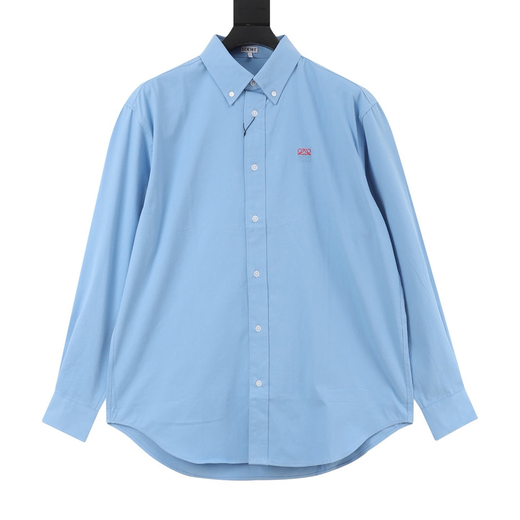 LOEWE Women's & Men's Light Blue Anagram Embroidered Long-Sleeve Shirt