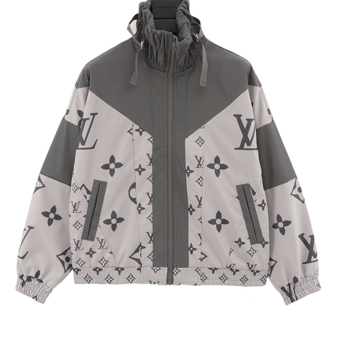 Louis Vuitton Women's & Men's Grey Color-Block Monogram Windbreaker Jacket