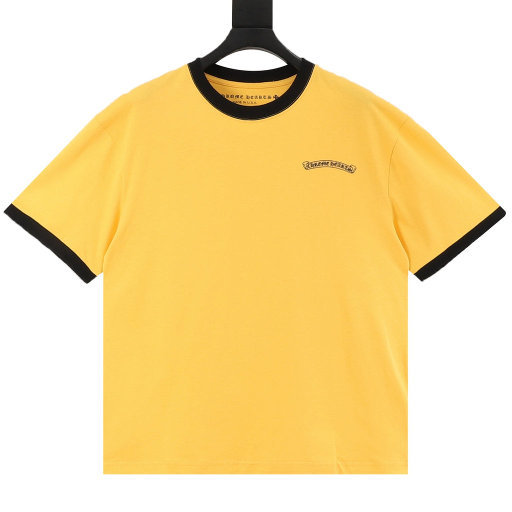 Chrome Hearts Men's Yellow Small Logo Print Ringer T-Shirt