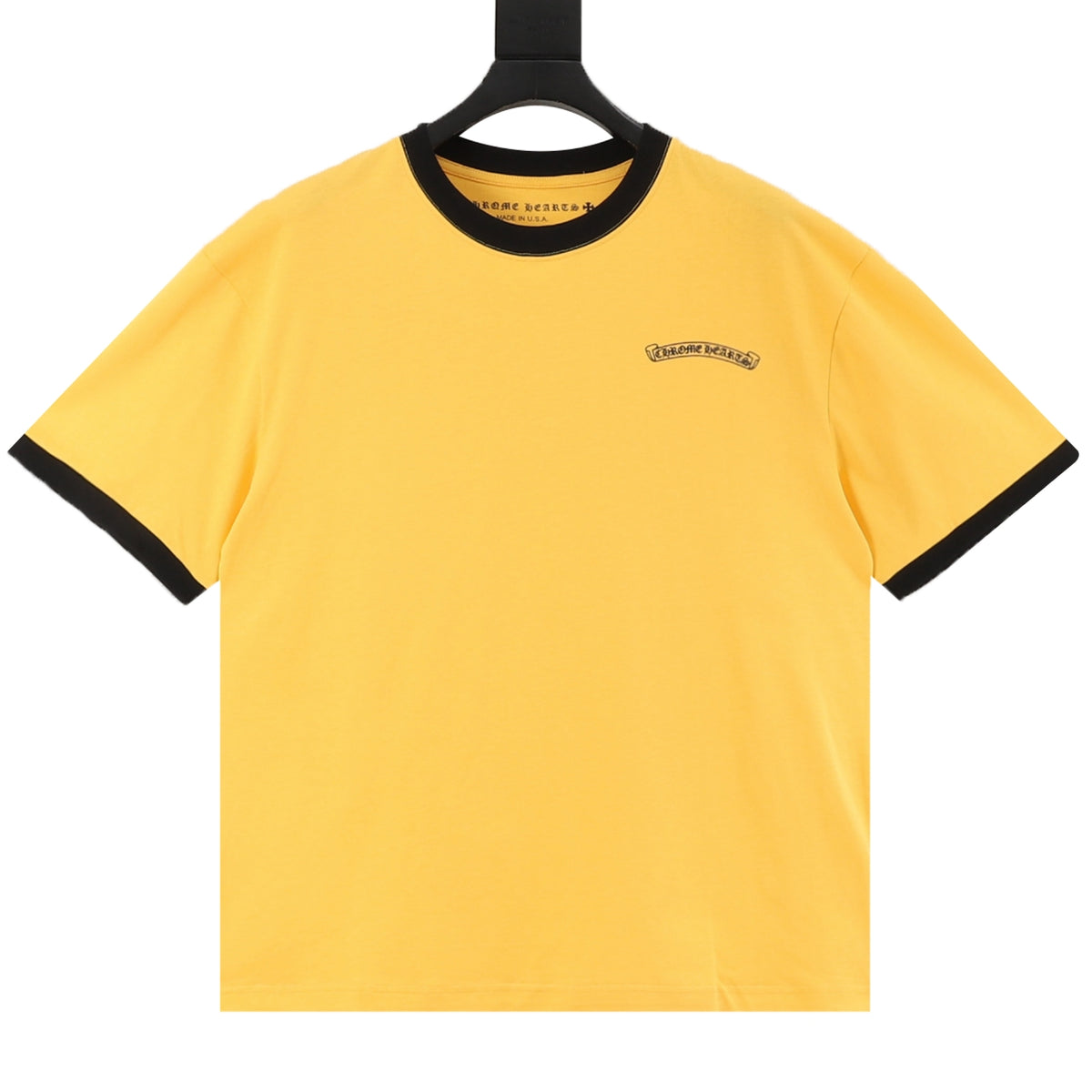 Chrome Hearts Men's Yellow Small Logo Print Ringer T-Shirt