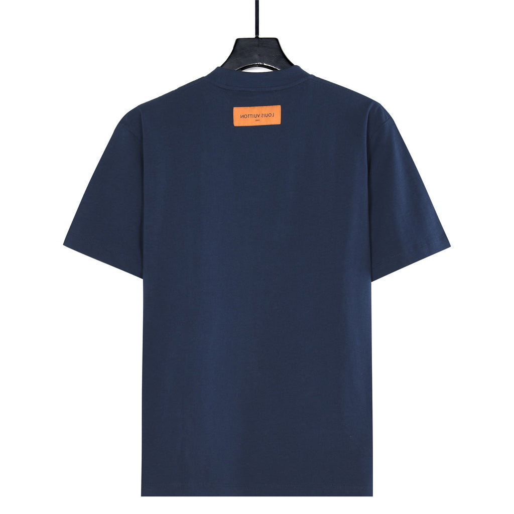 Louis Vuitton Melting Drip-Effect LV Logo Short-Sleeve T-Shirt in Navy
