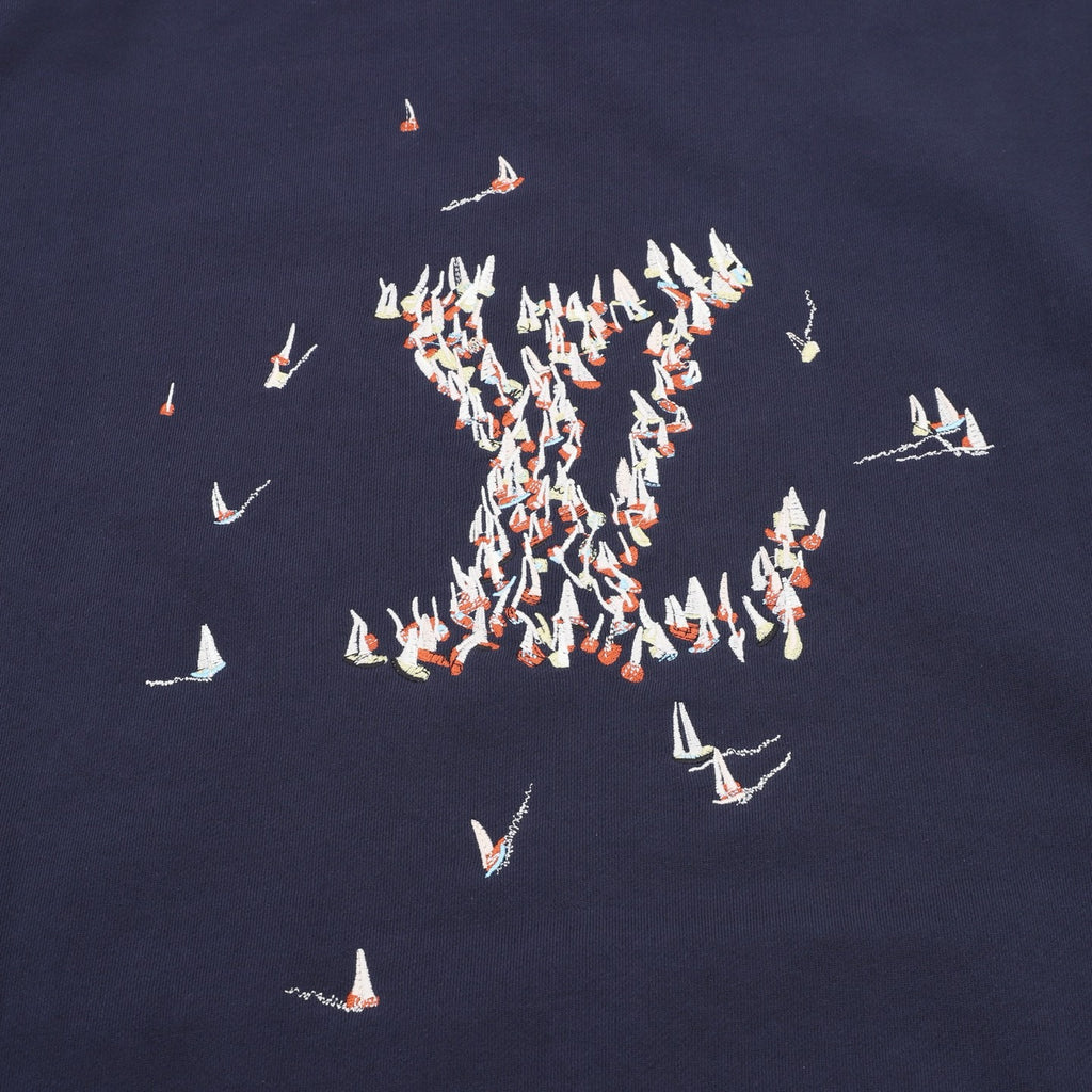 Louis Vuitton Sailboat Embroidery Hoodie — Navy, Nautical Graphic