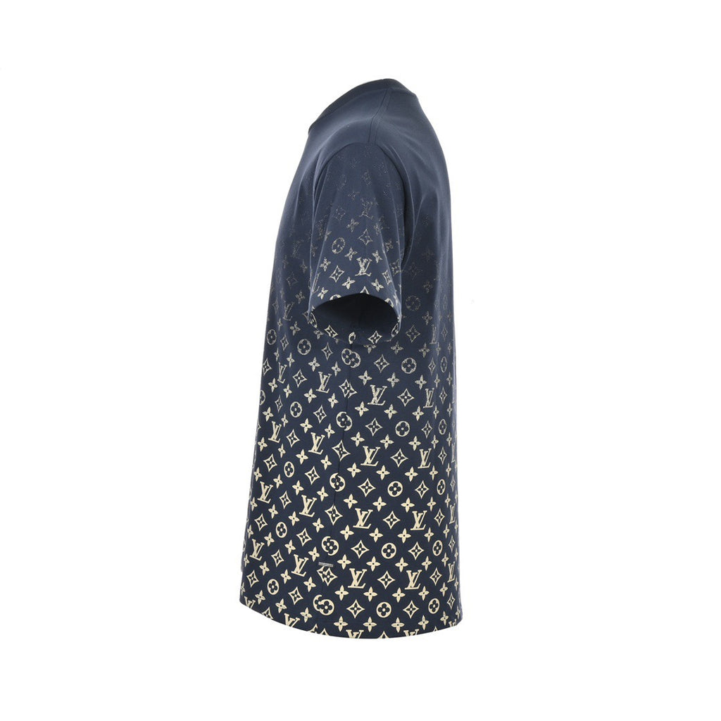Louis Vuitton Gradient Monogram Print Short-Sleeve T-Shirt in Navy Blue