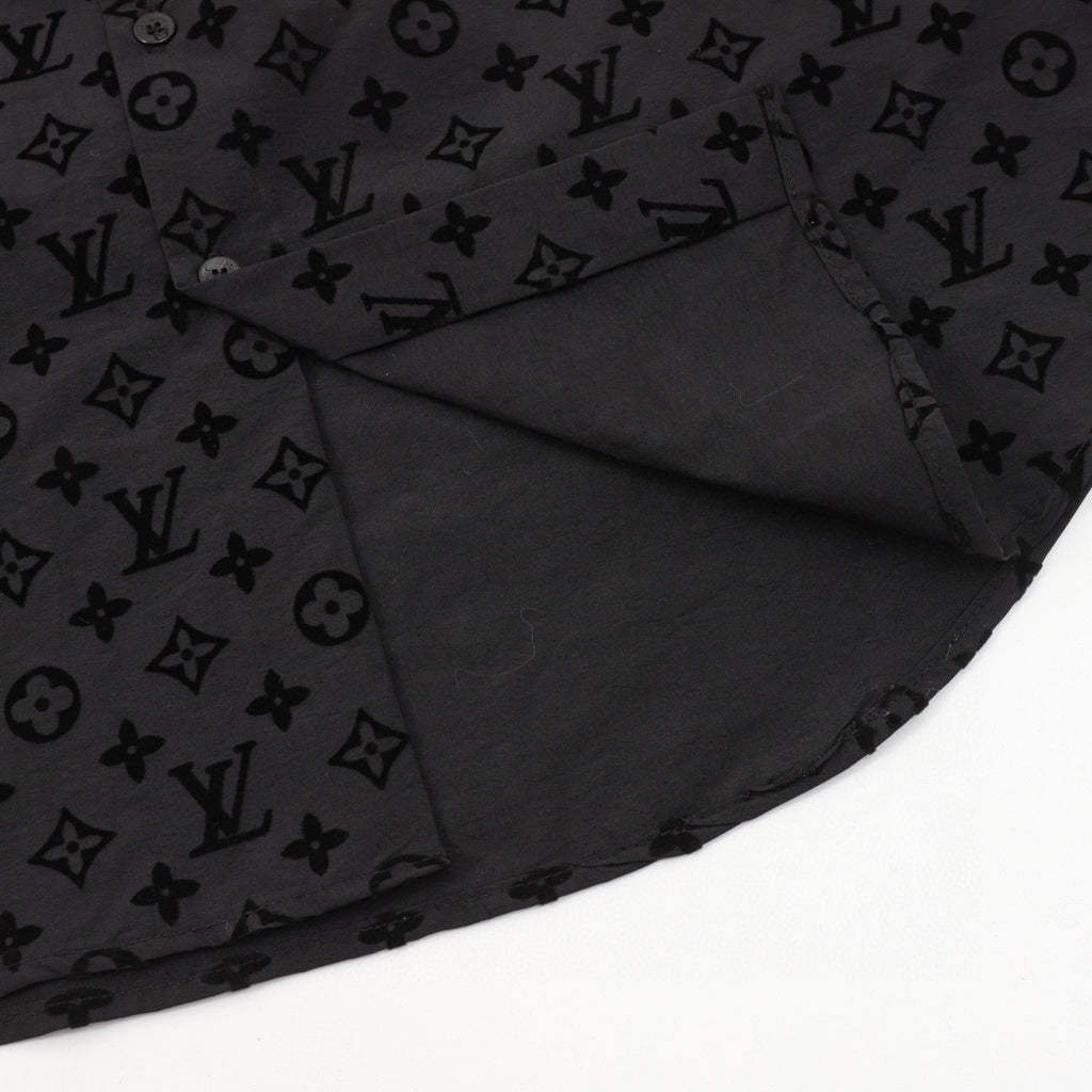 Louis Vuitton LV Monogram All-Over Flocked Long-Sleeve Shirt
