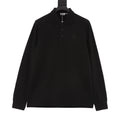 Burberry Equestrian Knight Embroidered Long-Sleeve Polo Shirt | Black Tone-on-Tone Luxury
