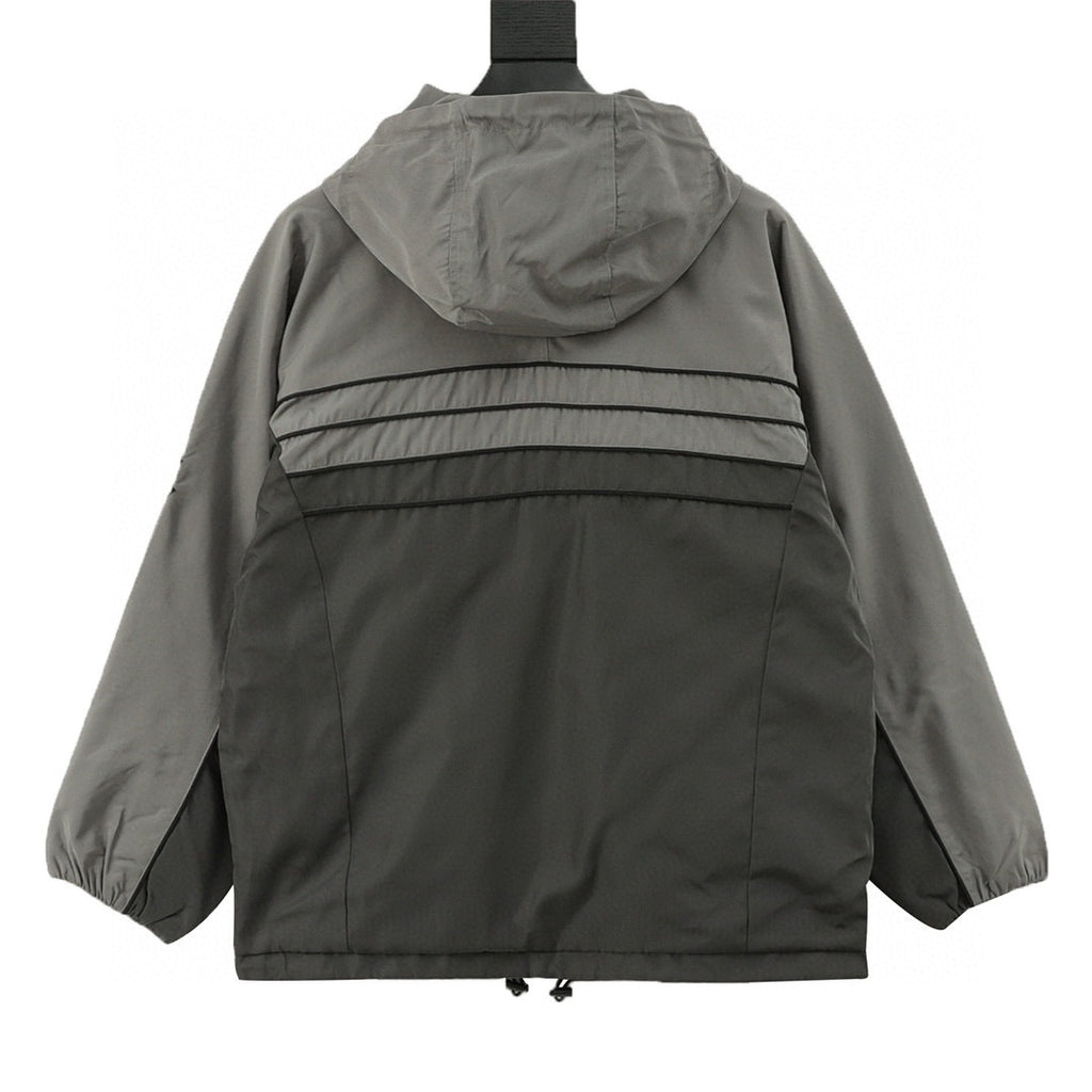 Chanel Vintage-Style Hooded Windbreaker with Embroidered Double-C Logo and Zipper Closure