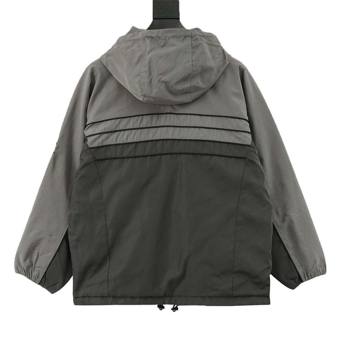 Chanel Vintage-Style Hooded Windbreaker with Embroidered Double-C Logo and Zipper Closure
