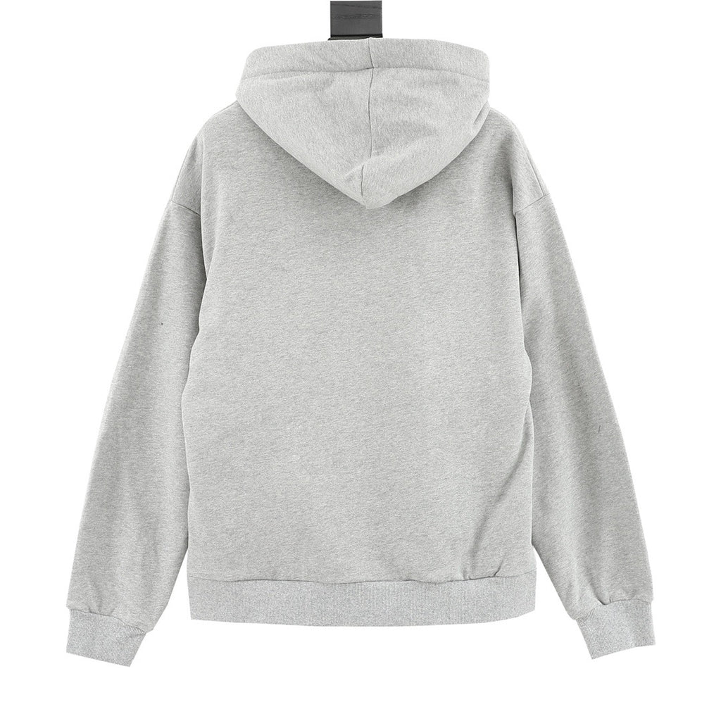 CELINE Women's & Men's Light Grey Hoodie with Logo-Print Drawstring