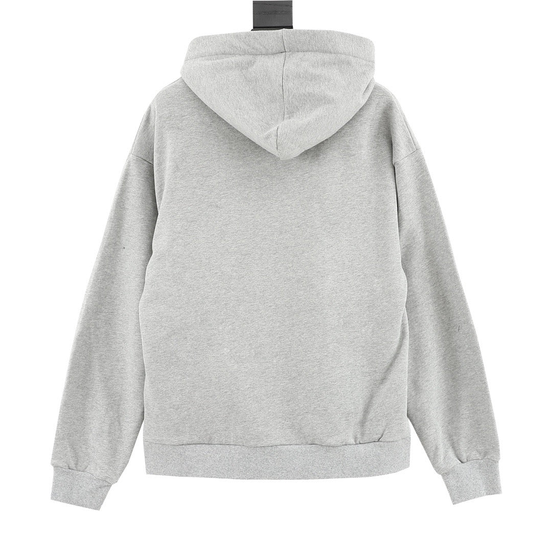 CELINE Women's & Men's Light Grey Hoodie with Logo-Print Drawstring
