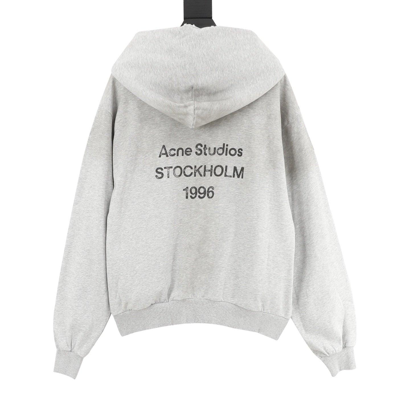 Acne Studios Six-Color Spray Paint Distressed Back Letter Hoodie | Light Grey Oversized Luxury Sweatshirt