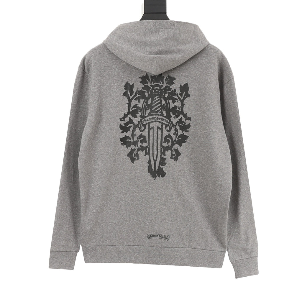 Chrome Hearts Large Vine and Sword Back-Print Hoodie — Grey