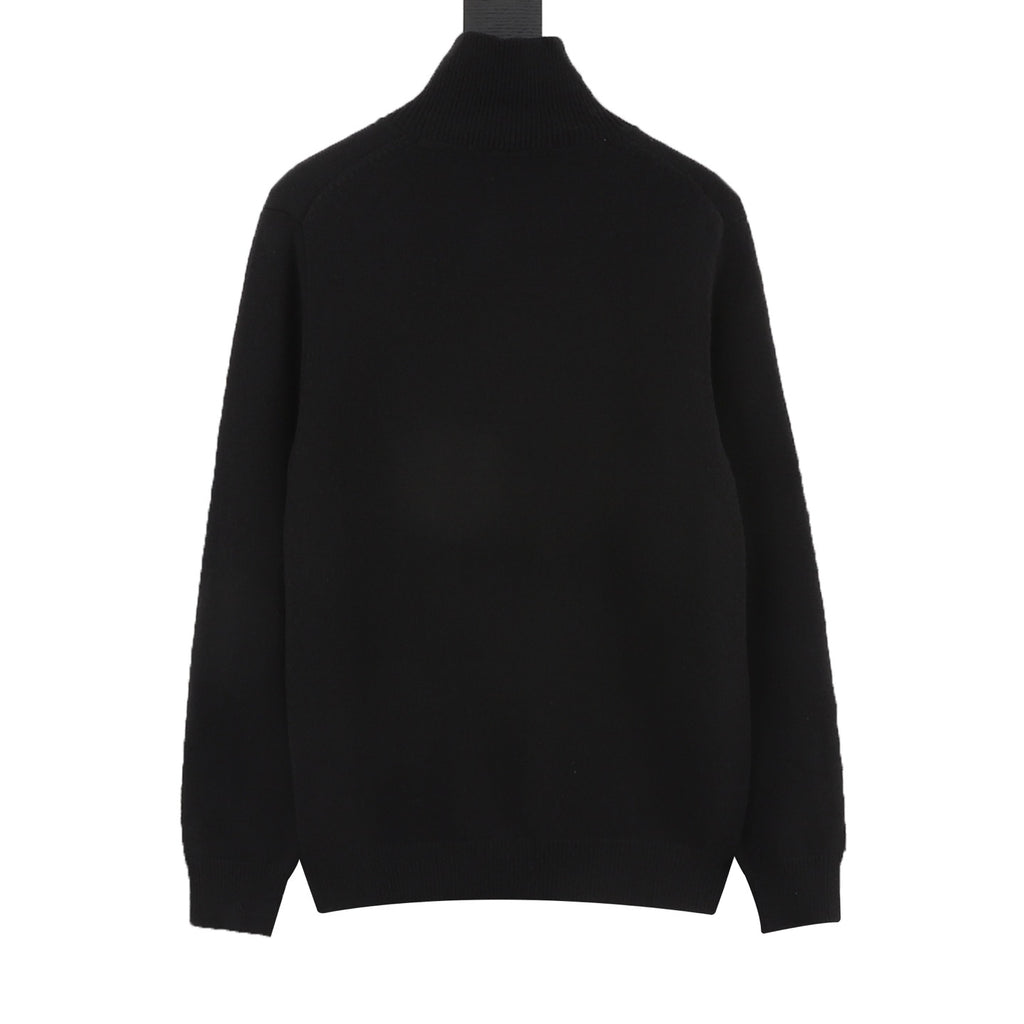 Burberry Women's Men's Black Half-Zip Wool Sweater
