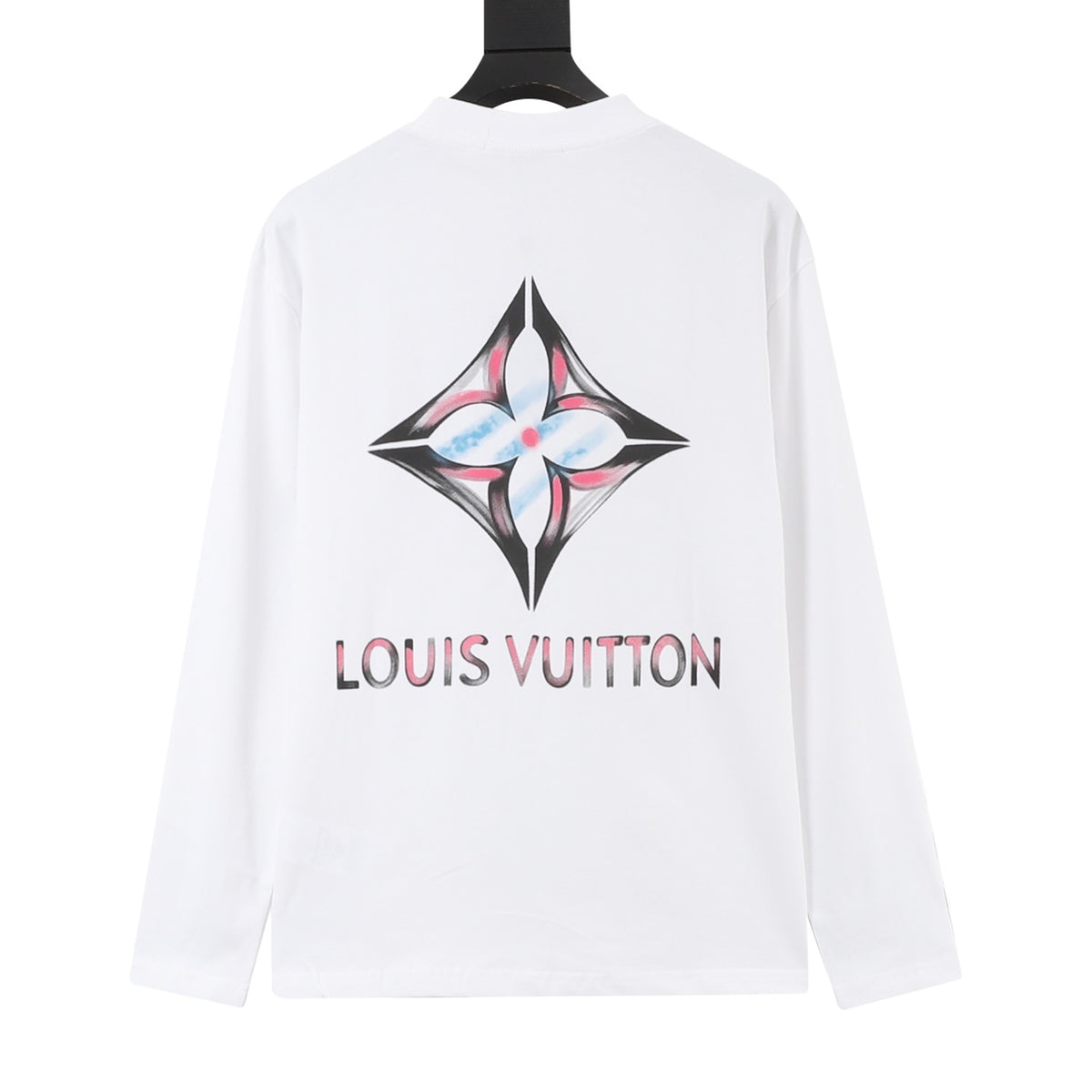 Louis Vuitton Women's Men's White Diamond Floral Print Long-Sleeve T-Shirt
